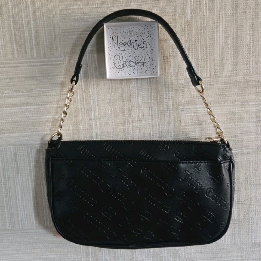 NWT Juicy Couture Not Your Babe Black Shoulder Bag Y2K Gold Charms - Picture 5 of 6